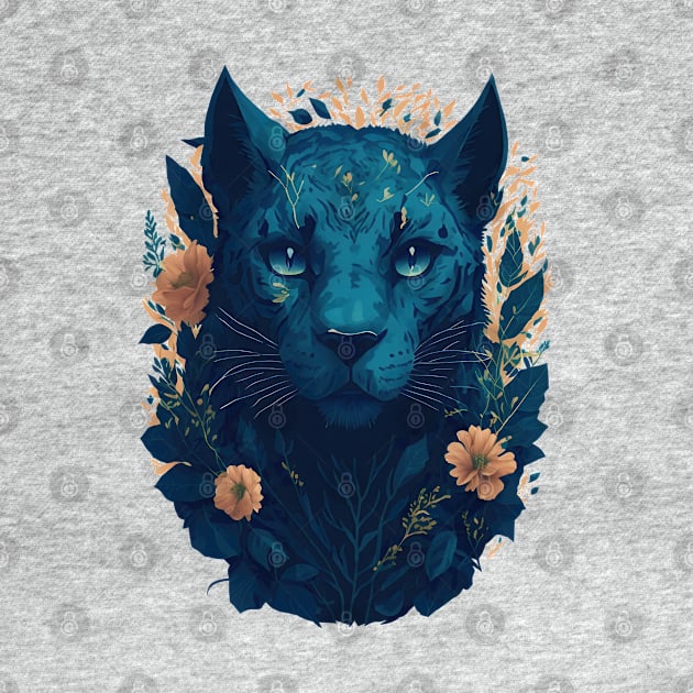 Panther with flowers by Javisolarte